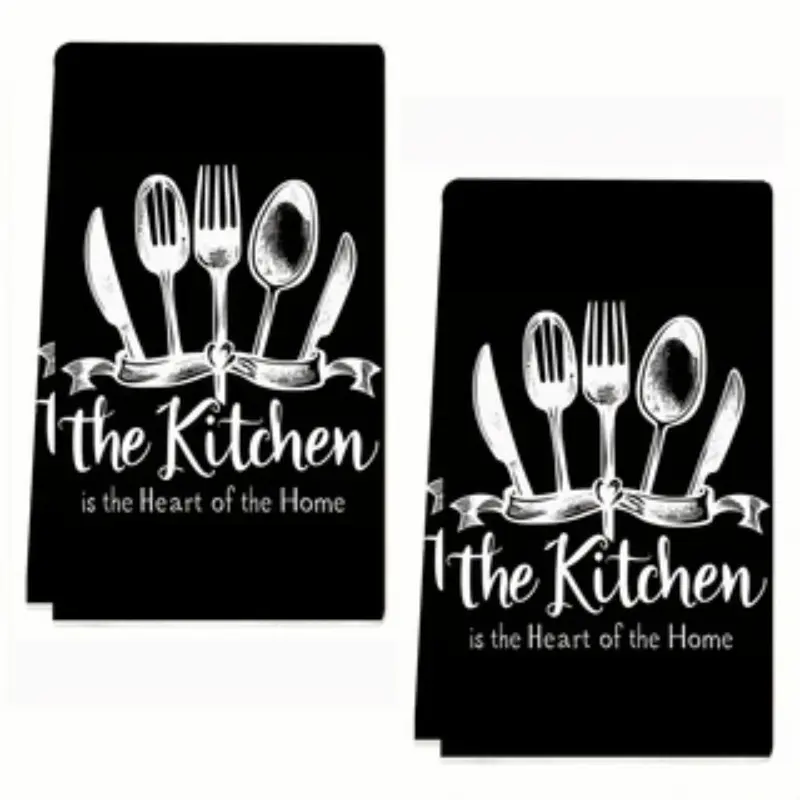 2-Piece Knife Fork Spoon Kitchen Towel Set, Cleaning Towels, Dishcloths for Washing Dishes, Hand Towel & Kitchen Cleaning Cloth, Kitchen Decor Gift, Sweet Housewarming Present