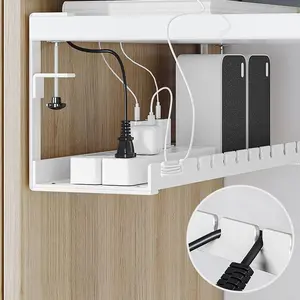 Desktop Cable Management Tray, 1 Count Wall Mounted Cable Organizer with Clip-on Mount, Desktop Cable Organizer for Home Office, Office Desk Accessories