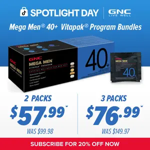 GNC 3-Pack Bundle: Mega Men's 40+ Vitapak for Daily Vitamin Needs, Stress & Bone Support, Skin Protection, 5-in-1 Formula, 30 Count, Edible Supplements - Dietary