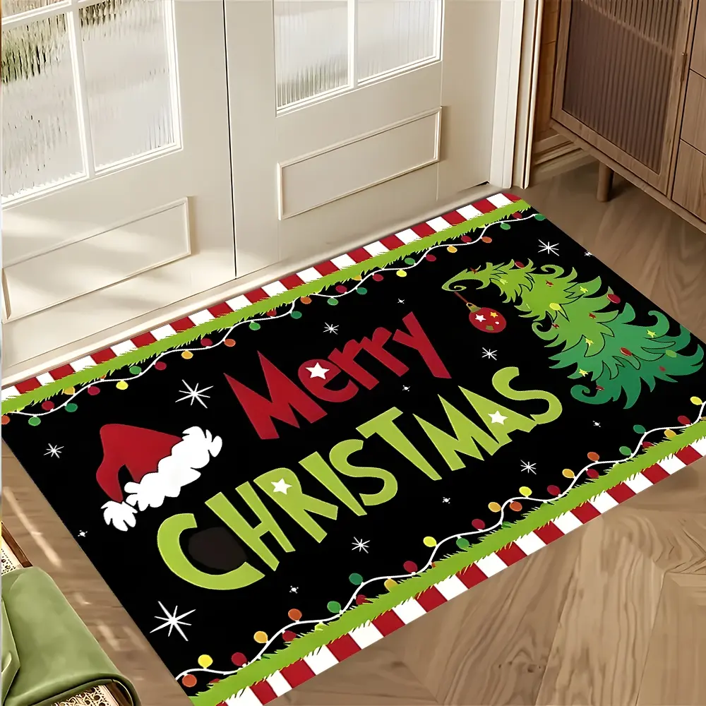 Merry Christmas Design Doormat, Front Door Mat, Festive Entrance Rug, Home Decorative Rugs, Highly Absorbent Floor Mats, Anti-slip Quick drying Soft Carpets, Indoor Outdoor Entrance Carpet Home Decor, Gifts for Family & Friends Christmas