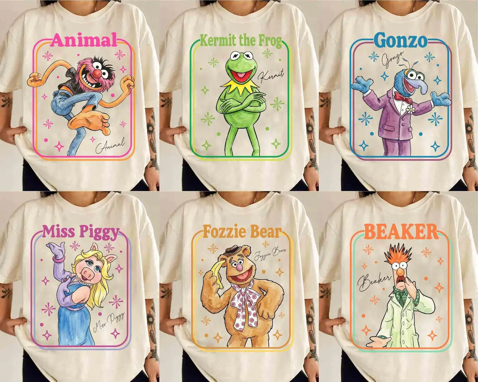 Vintage The Muppets Characters Comfort Colors Shirt, Kermit Miss Piggy Gonzo Fozzie Bear Animal Tee, Retro The Muppets Show T-shirt, Family Trip