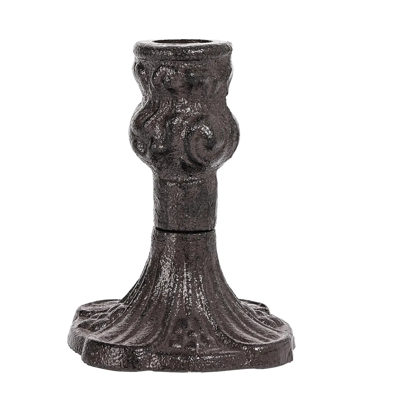 Sungmor Gold-4.4 Cast Iron Decorative Candlestick Holders - 4.4in/8.7in Tall Vintage Rustic Freestanding Taper Stands, Heavy Indoor Tabletop Centerpiece for Farmhouse Home Decor