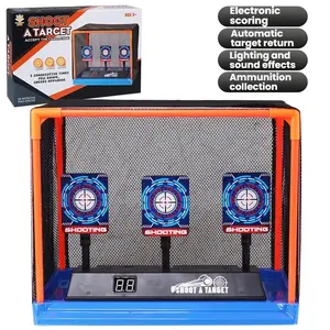 Electronic Scoring Target with Mesh Bag Toy Soft Bullet Gun Shooting Automatic Reset Target, Uses 3 X 1.5v Batteries, Indoor Outdoor Practice Accuracy Skills