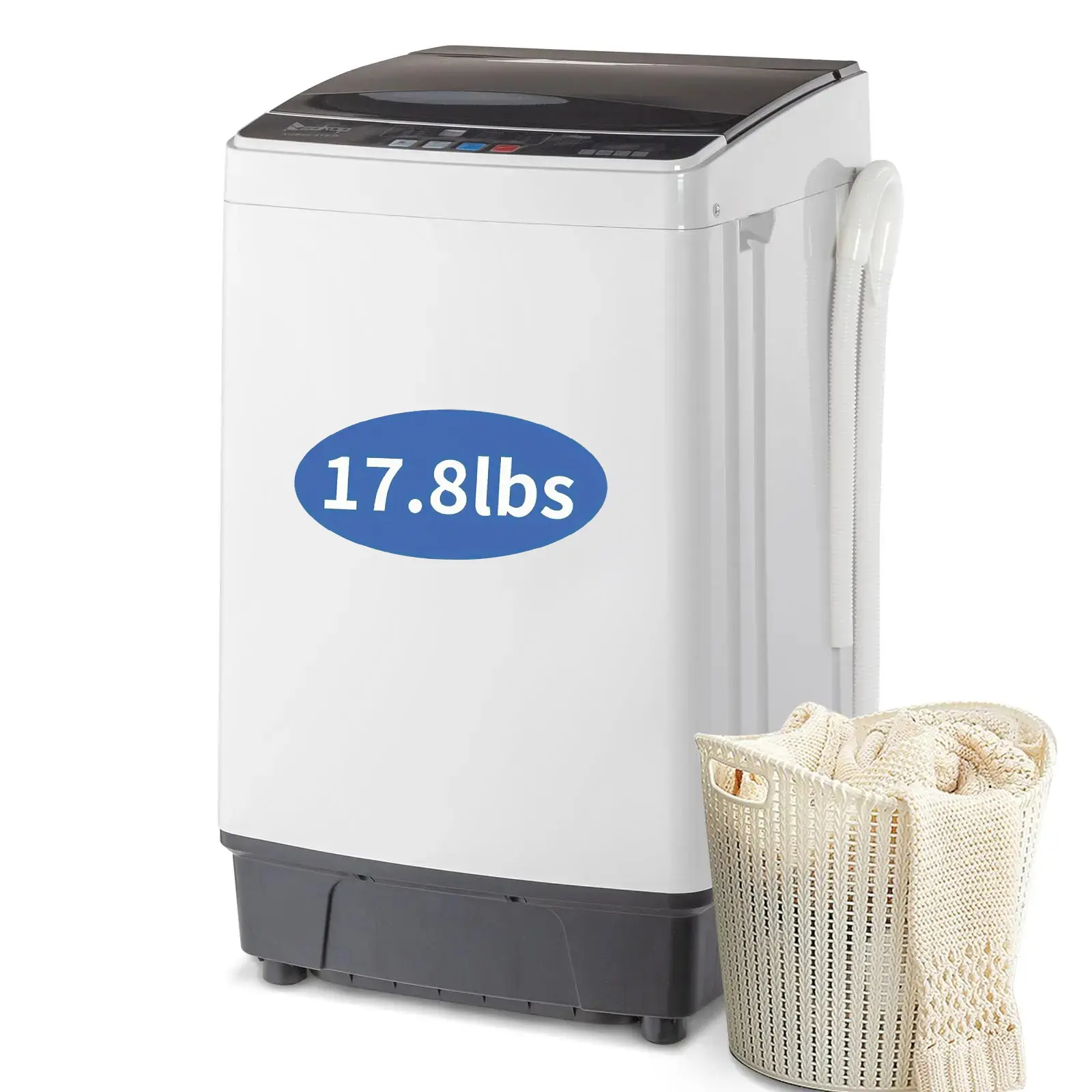 2026 New Full Automatic Laundrymachine - 17.6Lbs Top Load Portable Washer Dryer Combo, Water-Saving, LED Display, Drain Pump, 10 Programs, 8 Water Levels for Apartments, RV Camping