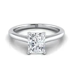 The Gladys Solitaire Engagement Ring Setting for Radiant Diamonds in Platinum