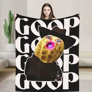 Goop Goop Goop Funny Cowboy Peanut Meme Print Flannel Blanket Cooling Blanket Homegoods Soft Cozy For Bedroom Living Room Sofa Couch For Meme Lovers Teens Adults Perfect Gift