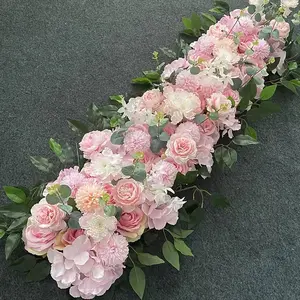 Decorative Artificial Peony & Rose Flower Wreath for Wedding Arch Background DIY Wall Decor with Plastic Leaves & Ornaments for Party Events