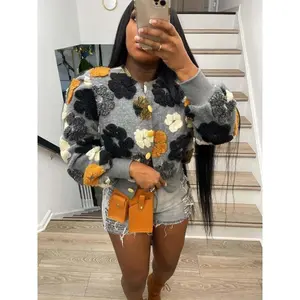 Women's Floral Jacquard Button Front Jacket, Casual Long Sleeve Round Neck Outerwear for Daily Wear, Ladies Clothes for All Seasons, Coats��gift��