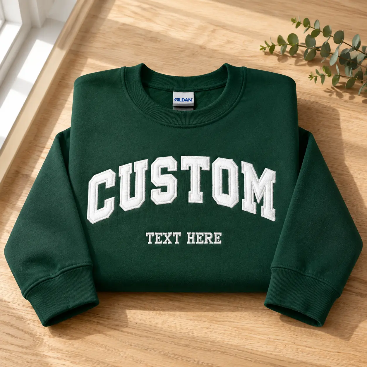 [MADE IN US] Custom Filled Varsity Embroidered Sweatshirt, Personalized University Crewneck, Custom College Name Sweater, Graduation Gift for Students and Alumni