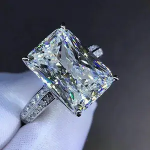 18k White Gold Plated Radiant Cut CZ Ring