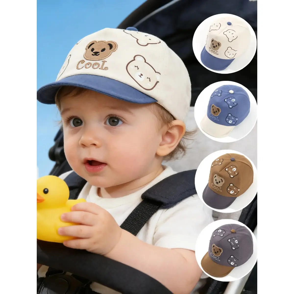 Kids Cartoon Bear Animal Baseball Cap - Soft Brim Newborn Toddler Hat, Sun Hat for Toddlers 3-18 Months (Bag Accessory Charm), Newborn Toddler Hats, Sun Hats For Toddlers