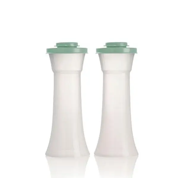 Tupperware Classic Hourglass Salt & Pepper Shaker Set Dishwasher Safe Airtight Closure