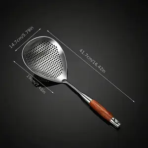 Stainless Steel Large Slotted Spoon, Kitchen Utensils for Frying and Hot Pot Use