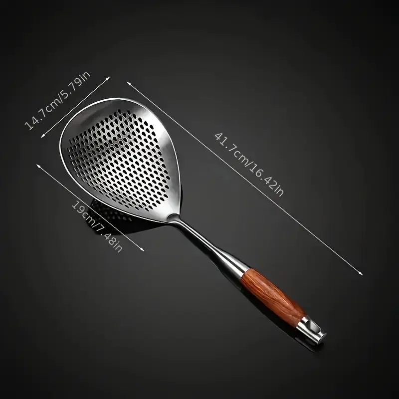 Large Slotted Stainless Steel Spoon - Kitchen Utensils Set for Frying, Hot Pot Use, Kitchen Gadgets
