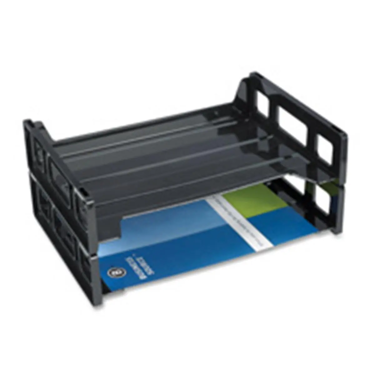 Business Source BSN42585 Side-Loading Stacking Tray - Desktop Office Organizer, Letter Size, Black, Effortlessly Handles Expanding Workloads
