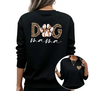 Dog Mama Long Sleeve Sweatshirt with Double-Sided Dog Print – Perfect Gift for Dog Owners