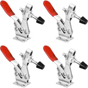 4PK Toggle Clamp, 220 lbs Holding Capacity, Quick Release Horizontal Clamps w/ Antislip Rubber Pressure Tip for Woodworking Jigs and Fixtures, Welding, Drill Press, Crosscut Sled
