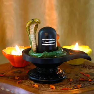 alikiki Hindu Shiva Lingam Statue - 4.4”H Indian Idol Murti Item Shivling for Pooja Shiv Ling God Statue Home Office Temple Mandir Shrine Altar Pooja Decor India Diwali Puja Gifts for Friends