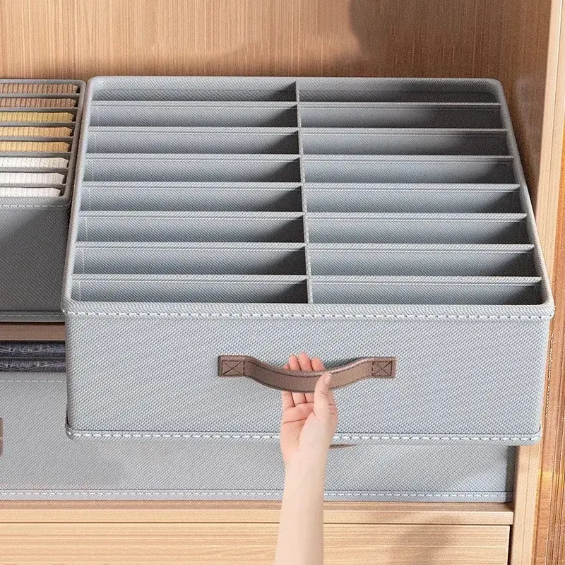 Portable Handle Clothing Organizer Box with 16 Layers, Folding Storage Boxes, Space-Saving Vertical Storage for Clothes Jeans T-Shirts Shorts Yoga Pants
