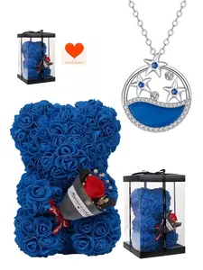 Round Starry Waves · Ocean Diamond Original unique little starfish gem necklace, fresh and elegant.Paired with a preserved rose & teddy bear gift box.Perfect mysterious gift for birthdays, Valentine’s Day, Mother’s Day and Christmas.