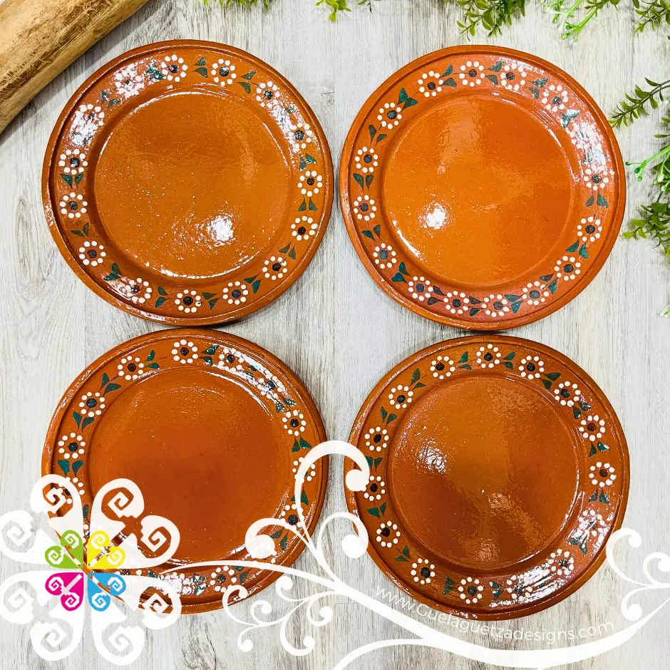 Set of 4 Large Capula Traditional Plate - Set Capula Sencillo Clay Plate