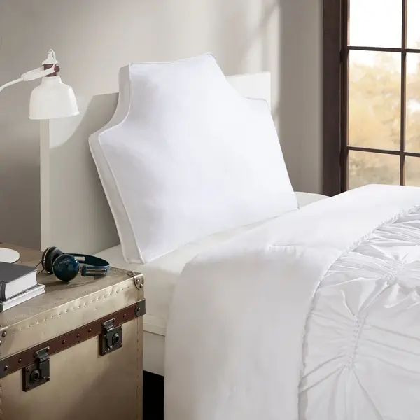 Intelligent Design ID30-1481 Oversized Padded Headboard Pillow - White, Headboard for Bed, Clean Aesthetic Style, Oversized Look, Unique Shape, Zipper Closure, Clean Aesthetic Headboards