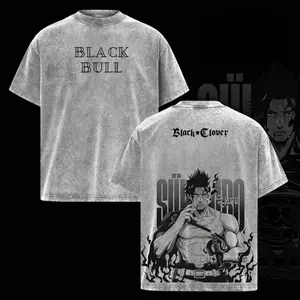 Yami Sukehiro Vintage Washed Oversized T-Shirt – Black Clover Anime Graphic Tee, Black Bull Captain Artwork Shirt, Streetwear Casual Soft Cotton Apparel, Unisex Top, Gift for Black Clover Fans Black Clover Anime Merchandise