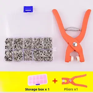 All-in-1 Metal Sewing Button Set - Manual Tool with Pressure Pliers & Clear Storage Box, Quick Fix for DIY Crafts, DIY Repair, Textile Sewing Supplies with Metal Parts