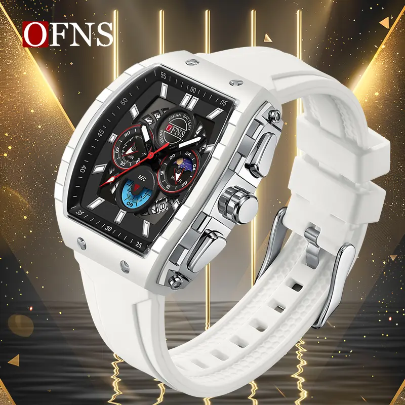 Fashion Unisex Barrel-Shaped Analog Digital Quartz Watch - Casual Trendy Wristwatch with Calendar, Stopwatch, Shockproof, Wear-Resistant Features for Daily Casual Wear, Quartz Watches, Multifunctional, Wear-Resistant Finish Stays Fresh