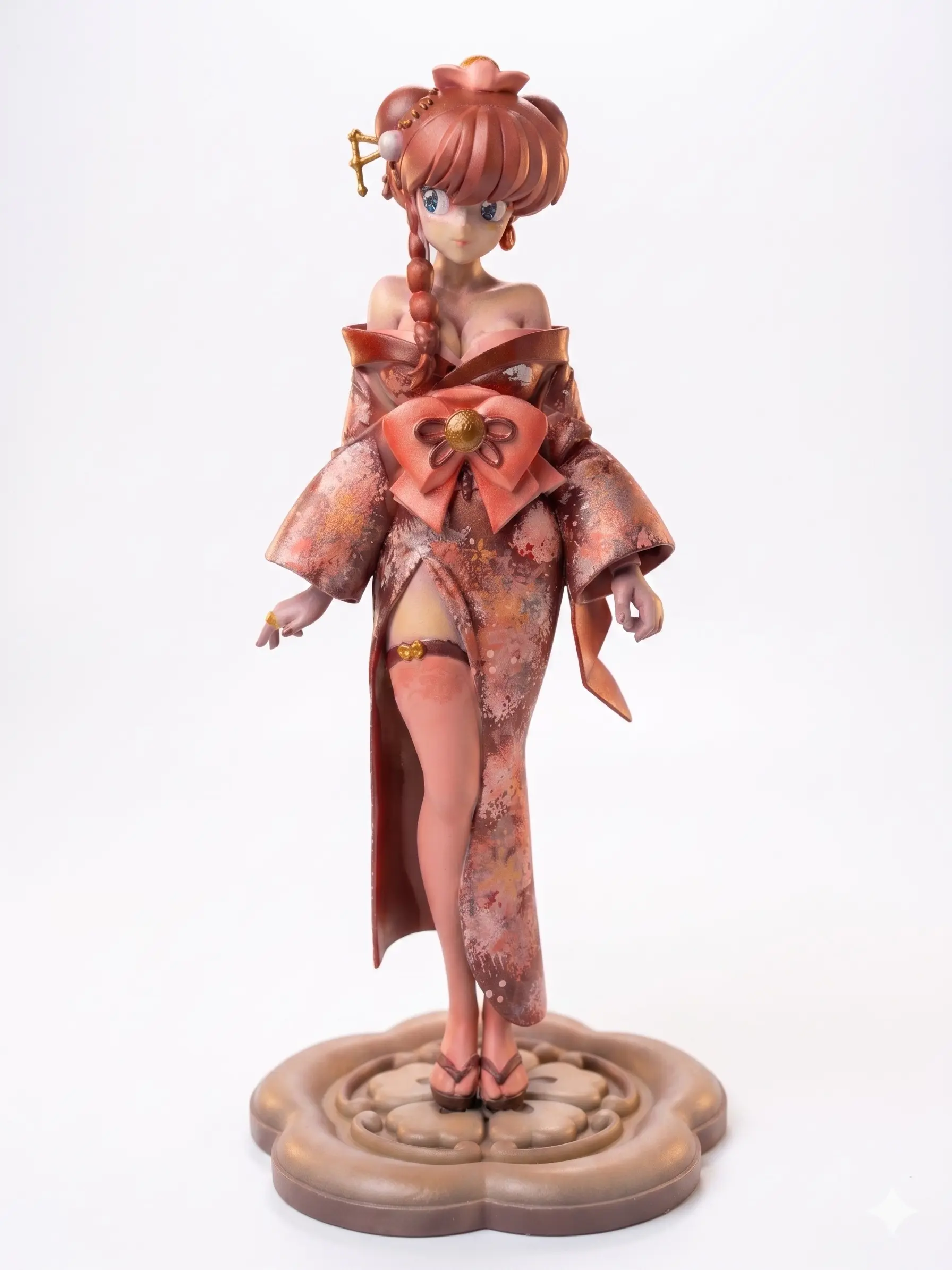 Hand-Painted Ranko Anime Figure, Ranma 1/2 Themed Abs Resin Statue, Stylized Kimono Figurine Collectibles, Model Collectible Figurine for Home Decor, Themed Figure