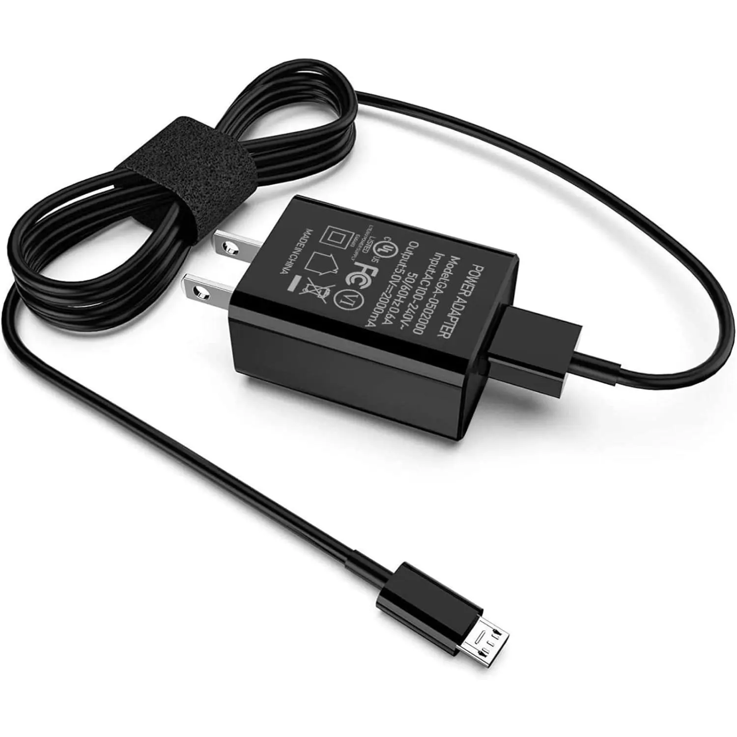 UL Listed Fast Charging Adapter with 2A Speed, 6.6ft Micro-USB Cable, Compatible for All-new Fire 7, HD 8, 10 Plus Tablets, Kids Pro, Kids Edition, HDX 7"/8.9" Devices (Black)
