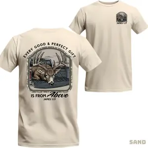 Christian Deer Hunting Shirt – James 1:17 Bible Verse Graphic Tee For Men, Buck Hunter Faith T-Shirt, Outdoor Gift for Dad Pâp Grandpa