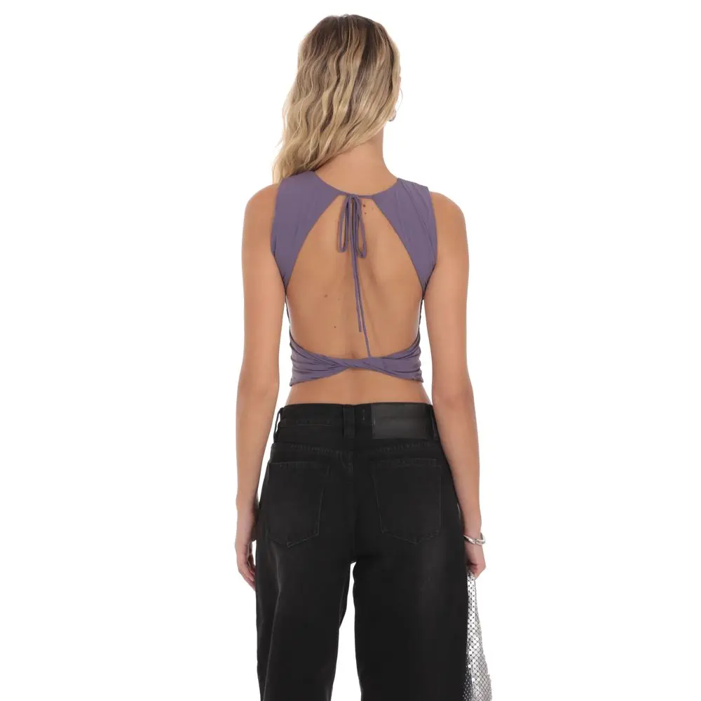 Open Back Twist Top in Mauve