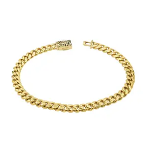 GLD Cuban Link Bracelet 5mm width | 18k Yellow Gold Plated, 7"-9" lengths Classic & Bold - Lifetime Guarantee, Perfect Gift