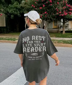 Comfort Colors Booktok Vintage T-shirt Late Night Readers Grunge Moto Tshirt Gift For Book Lover Vintage No Rest Tee Gift For Fan