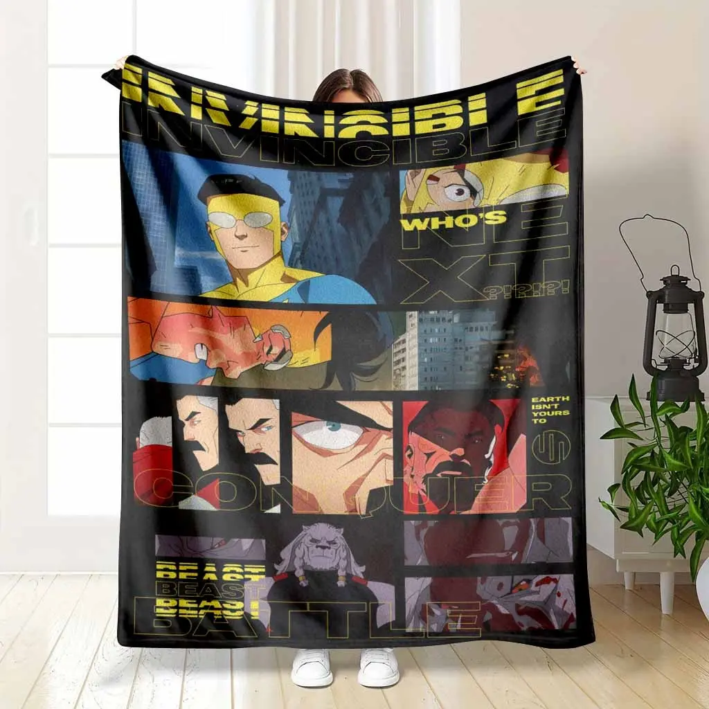 Limited Epic Super Warrior Comic Panel Art Flannel Throw Blanket, Single‑Side Dynamic Battle Scene Print, Soft Warm Cozy Lightweight Cover for Sofa Bedroom Office Travel, Versatile Home Decor & Casual Themed Gift