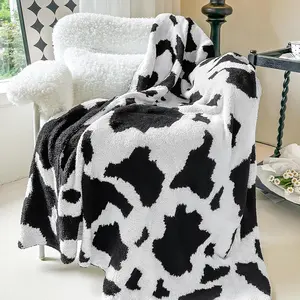 Cow Throw Blanket, Ultra Soft Cozy Microfiber Knit Throw Blanket for Couch Bed, Warm Fluffy Reversible Cute Lightweight Cow Print Blanket for All Seasons(50"x70")