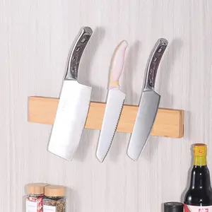 Bamboo Magnetic Knife Holder - Wall-Mounted Kitchen Knife Storage Rack