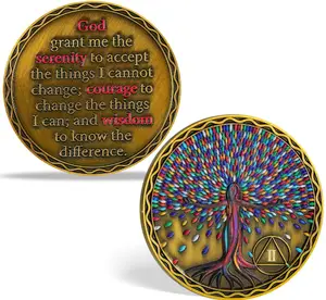 1-3 Year Tree of Life Rebirth 2 Year Sobriety Coin, Affirmation AA Coins, Addiction Recovery Two Year Sober Coin, Celebrating Recovery Anniversary Token, NA AA Sobriety Gifts for Men & Women