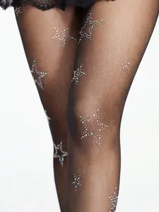 Spring Autumn Socks Y2K Style Women's Tight Pants Semi-Transparent Stockings Elastic Rhinestone Star Long Socks Comfortable Design Women Pantyhose