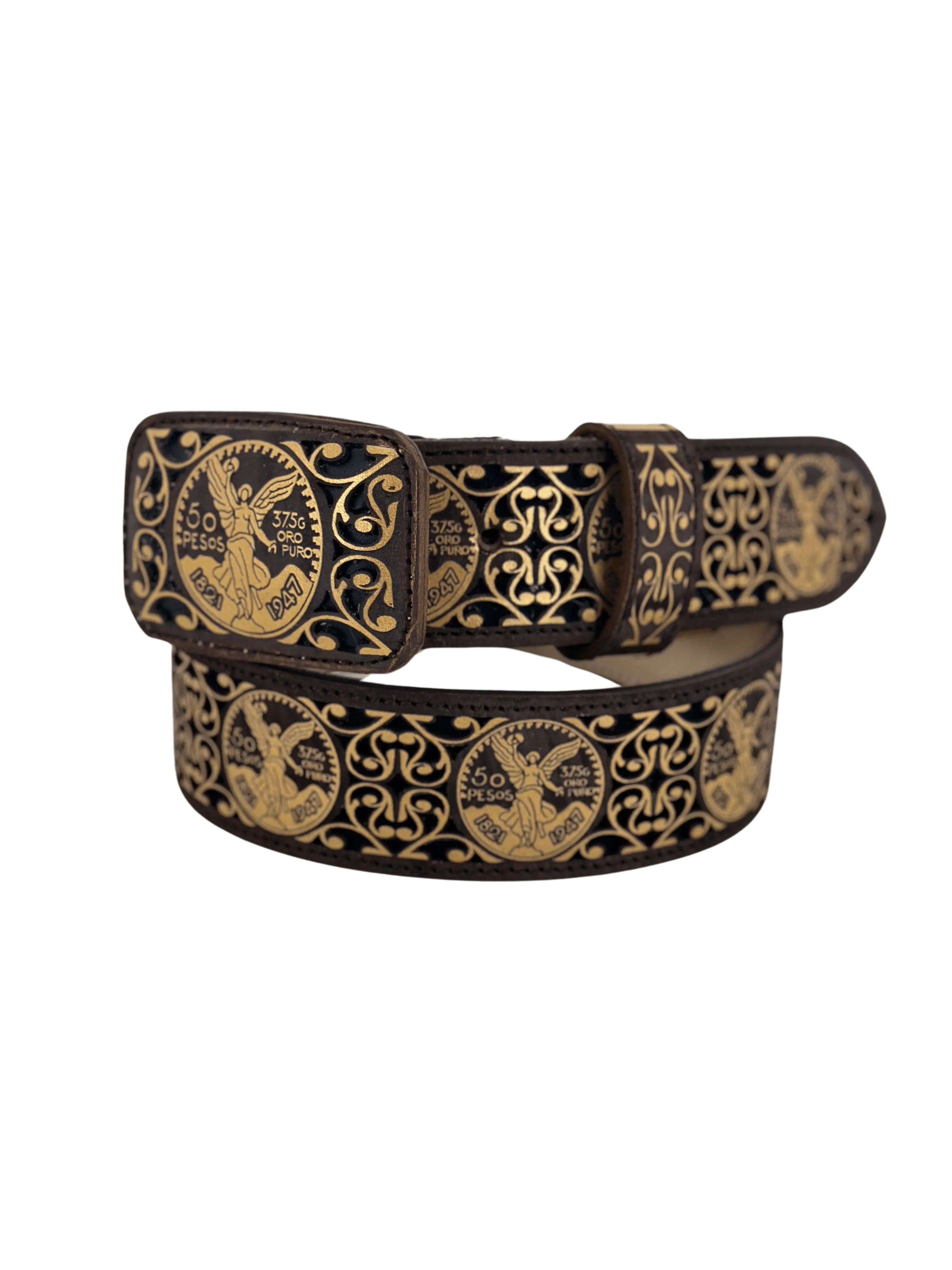 Men's 2" Wide "El Centenario" Chiseled Charro Leather Belt