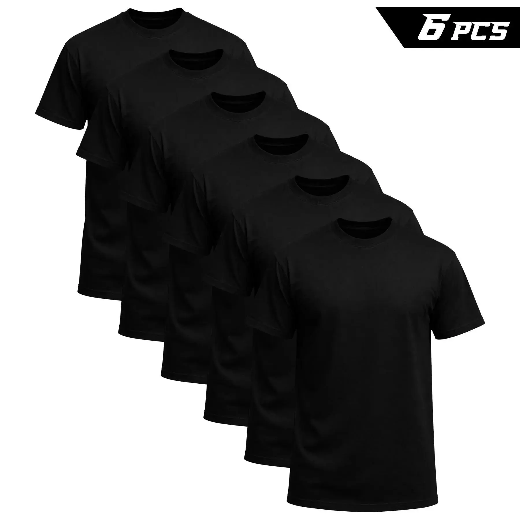 6-Pack The more you buy,the lower the price. Stock up! Men's Black Crew Neck T-Shirt,Short Sleeve,Comfort Fit undershirts basic T-shirt Cotton Blend Basic Tee Easy Care Durable  Menswear Top tiktokshopspringglowup