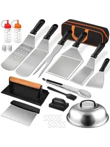 35PCS Griddle Accessories Kit for Blackstone & Camp Chef - Includes Enlarged Spatulas, Basting Cover, Scraper, and More for Outdoor Barbecue