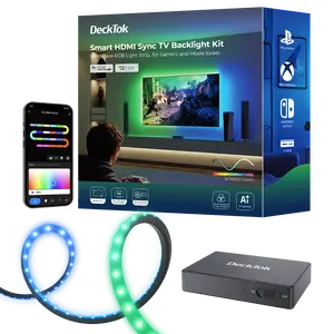 DECKTOK HDMI Sync TV Backlight – Smart RGB 3-Sided Lighting, Immersive Ambient Lights for Gaming & Movies