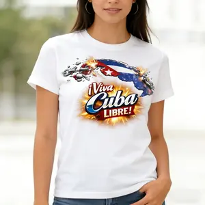 Viva Cuba Libre Shirt - White T-Shirt with Cuban Flag Design for Men and Women