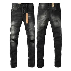 Jeans brand Jeans Men's Jeans Casual Comfort Holes Fashionable Straight Skinny Slim Fit Jeans, Ripped Stretch Jeans Denim Pants
