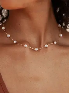 [Pearl Necklace] Imitation Pearl Necklace for Women |Pearl Choker Necklace | Elegant Minimalist Collarbone Chain, Faux Pearl Jewelry, Durable Everyday Jewelry Gift for Birthdays, Anniversaries & Special Occasions