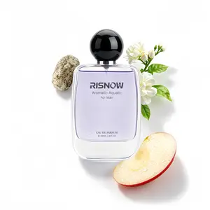 RISNOW Aromatic Aquatic Man Eau de Parfum 3.4oz 100ml Long-Lasting with Bergamot Cardamom Cinnamon for Him Fruity-floral Woody fragrance suitable for all-day wear