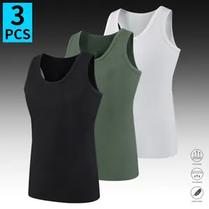 3 Pack Men's Slim Fit Ribbed Tank Tops, Summer Sleeveless Muscle Tee for Gym Workout, Casual Body-Hugging Sleeveless Shirts