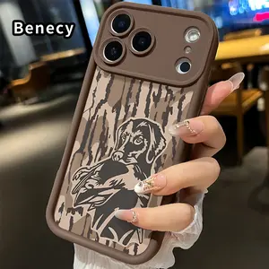 Phone Case for iPhone 17 Pro Max 16 15 14 Plus 13 12 Mini 11 XR X XS Air E Hunting Dog's Silhouette Pattern Pocket-Friendly Shockproof Silicone Protective Soft Smartphone Casing